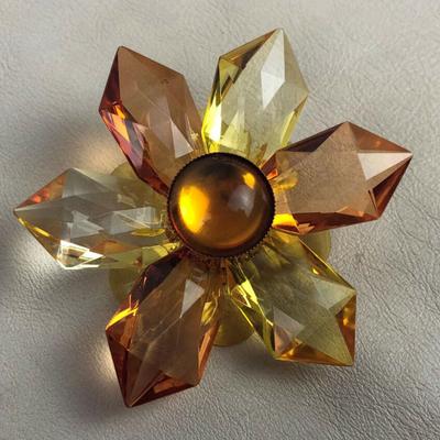 vintage AMBER LUCITE STAR BROOCH & DANGLE EARRINGS