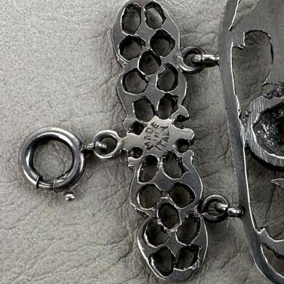 antique Renaissance Revival Sterling Silver Mask Panel Bracelet 1920s