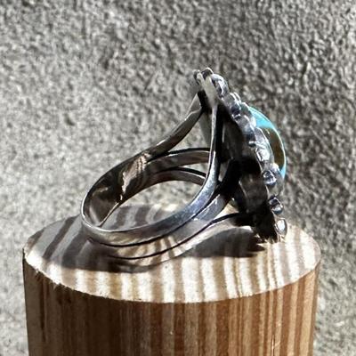 vintage SILVER & FAUX TURQUOISE RING SIZE 6.5 MEXICO