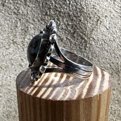 vintage SILVER & FAUX TURQUOISE RING SIZE 6.5 MEXICO