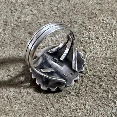 vintage SILVER & FAUX TURQUOISE RING SIZE 6.5 MEXICO