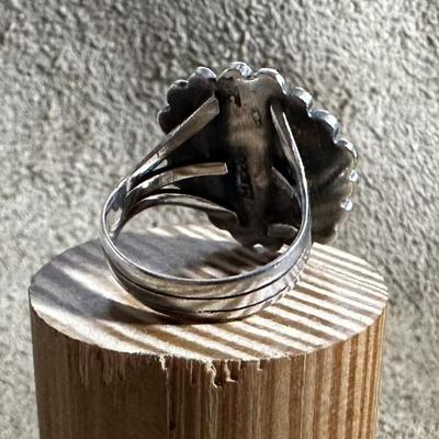 vintage SILVER & FAUX TURQUOISE RING SIZE 6.5 MEXICO