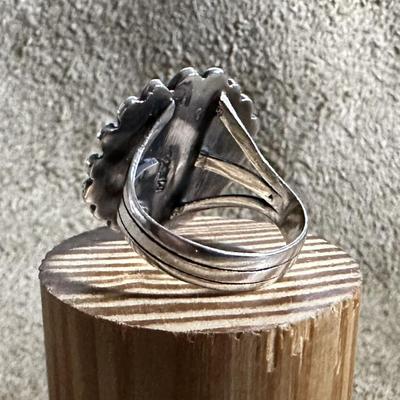 vintage SILVER & FAUX TURQUOISE RING SIZE 6.5 MEXICO