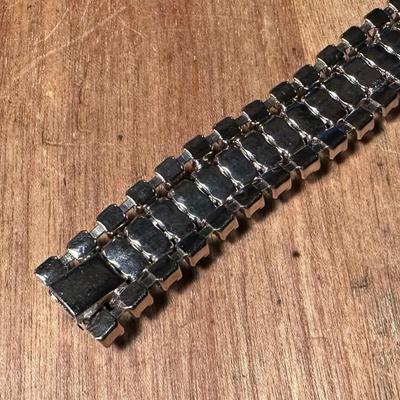CRYSTAL RHINESTONE & BLACK ONYX DRESS BRACELET