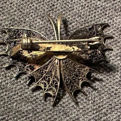 antique PRINCESS JEWELRY BAVARIA VERMEIL FILIGREE BUTTERFLY PIN