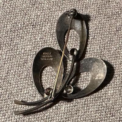 JEMAX DENMARK STERLING & GUILLOCHE ENAMEL BROOCH KARIN PEDERSEN DESIGN