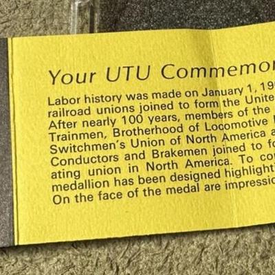 United Transportation Union UTU Commemorative Medal 1969