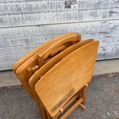 Birch Wood TV Tray Set w/Caddy