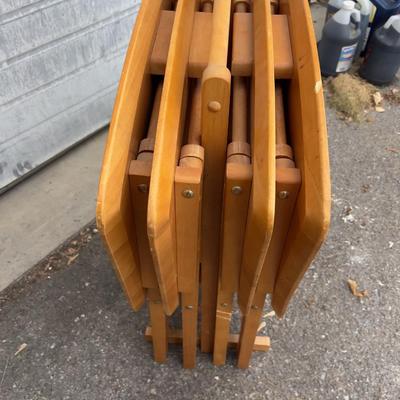 Birch Wood TV Tray Set w/Caddy