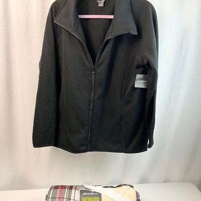 Lot L 347. NWT Eddie Bauer Black Jacket ( Size 2X) & Eddie Bauer Oversized Down Throw