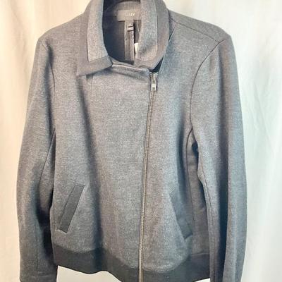 Lot L 348 NWT J.Crew Women’s Grey with Black Trim Jacket (size 12) & NAVY BLUE PLUSH THROW