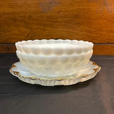 Lot of Anchor Hocking Milk Glass Bowls & Plates