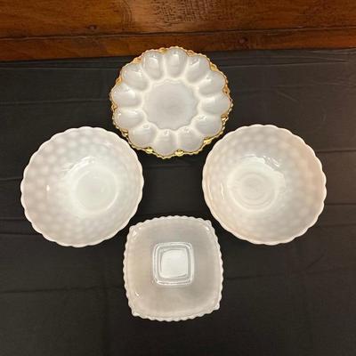Lot of Anchor Hocking Milk Glass Bowls & Plates