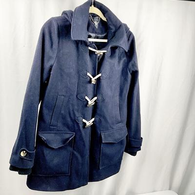 Lot M 359 Tommy Hilfiger Navy Wool Nautical PeaCoat ( size XL) / Mittens
