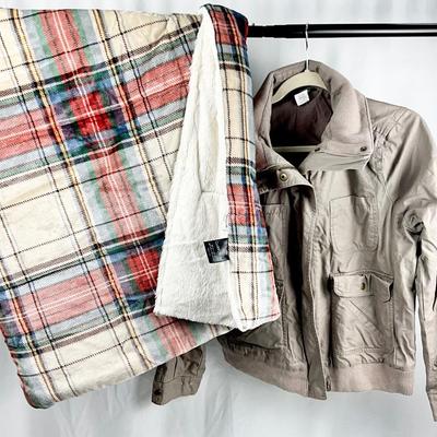 Lot M 360 J. Crew Jacket (size 10) & Cuddl Duds Plaid Plush/Sherpa Throw