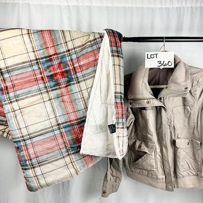 Lot M 360 J. Crew Jacket (size 10) & Cuddl Duds Plaid Plush/Sherpa Throw
