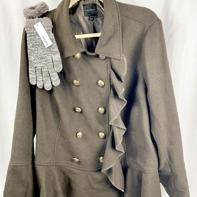 Lot M 361 Lane Bryant Women’s Wool Blend Jacket ( size 18-20) / Three Fashionable Scarves / NWT Gloves