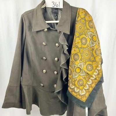 Lot M 361 Lane Bryant Women’s Wool Blend Jacket ( size 18-20) / Three Fashionable Scarves / NWT Gloves