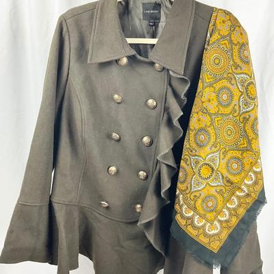 Lot M 361 Lane Bryant Women’s Wool Blend Jacket ( size 18-20) / Three Fashionable Scarves / NWT Gloves