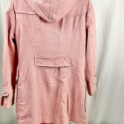 Lot M 363 Tommy Hilfiger Women’s Wool Blend Coat with Hood, Zip & Toggle Closures (size Lg ) / Knit Scarf & Gloves