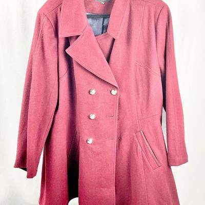 Lot M 366 Laundry Women’s Wool Blend Coat (size XL ) / Black Leather Gloves / Mittens