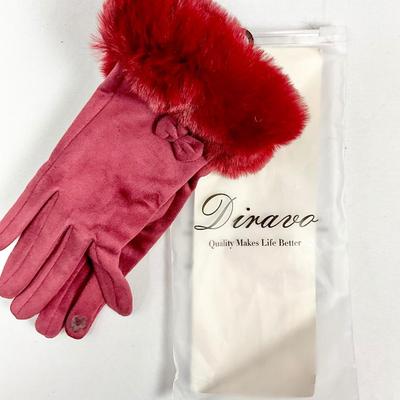 Lot M 367 Laundry Women’s Red Wool Blend Coat (size XL ) / Fur Trimmed Gloves / Ear Muffs / Scarf