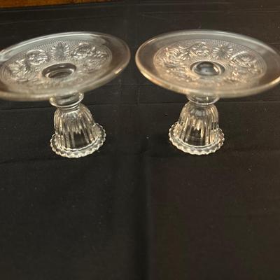 Glass Pattered Candle Holders, Plate and Dish