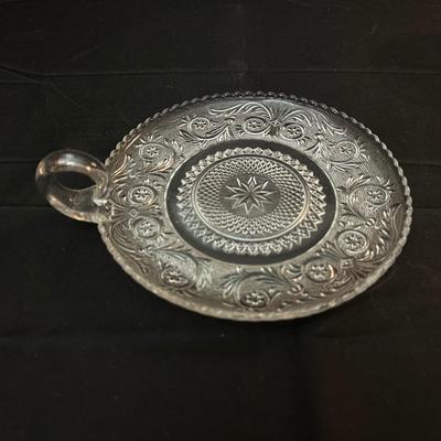 Glass Pattered Candle Holders, Plate and Dish