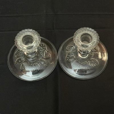 Glass Pattered Candle Holders, Plate and Dish