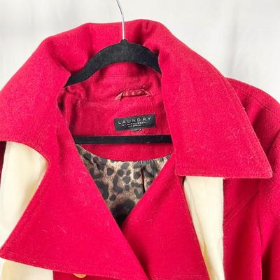 Lot M 370 Laundry Women’s Red Wool Blend Coat (size XL ) / Cashmere Scarf / Gloves / Ear Muffs