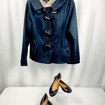 Lot M 374 Banana Republic Jacket ( size Lg ) / Two Pair of Banana Republic Flat Shoes (size 8)