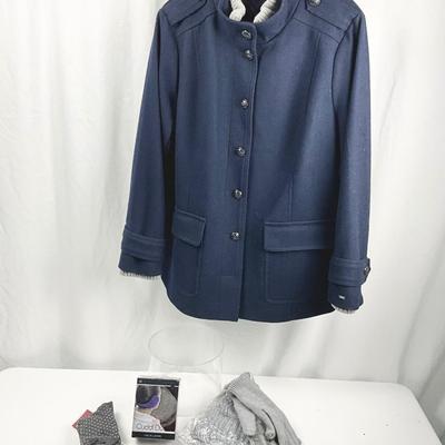 Lot N 382 Tommy Hilfiger Classic Pea Coat, Navy Blue (size XXL ) / Hat / Gloves / Socks / Ear Muffs