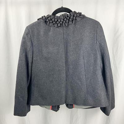 Lot K 386 NWT J. Crew Grey Wool Career Jacket with Black Berry Trim ( size 10)
