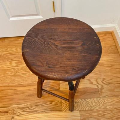 936 Antique Oak/Iron Adjustable Industrial Stool