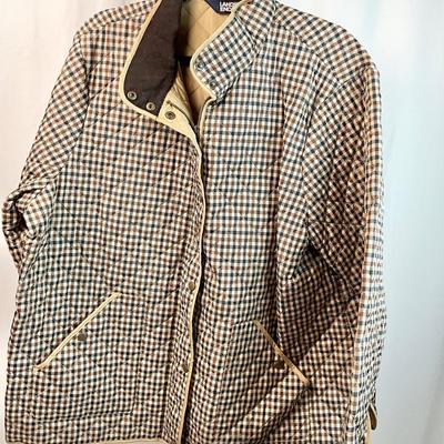 Lot N 398 Lands’ End Light Weight Plaid Jacket ( size 2X) / NWT Chunky Knit Throw / NWT Wilsons Leather Wallet