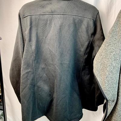 Lot N 397 Eddie Bauer Hooded Sweatshirt Pancho ( size Medium) / Eddie Bauer Black Light Weight Double Breasted Jacket ( size XL) / NWT...