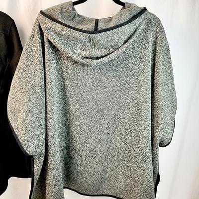 Lot N 397 Eddie Bauer Hooded Sweatshirt Pancho ( size Medium) / Eddie Bauer Black Light Weight Double Breasted Jacket ( size XL) / NWT...