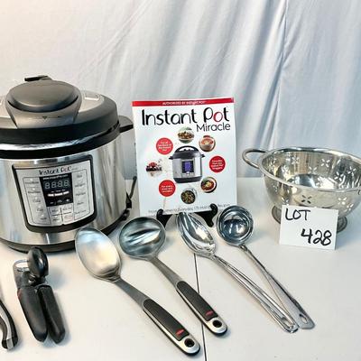 Lot S 428 New without Box, Instant Pot / Cookbook / Stainless Utensils & Strainer