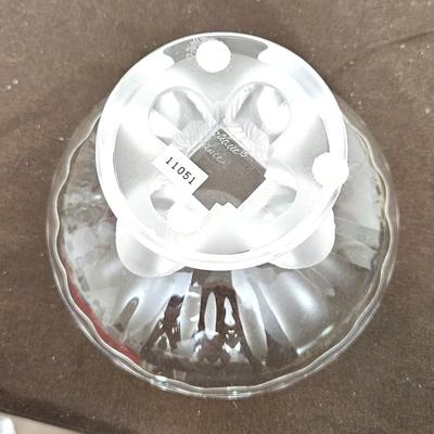 VINTAGE SIGNED/MARKED LALIQUE FRANCE VINTAGE CRYSTAL NOGENT FROSTED BIRD PEDESTAL BOWL