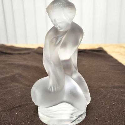 Vintage Signed/Marked "Lalique" Frosted Crystal 'Le Faune Pan & Diana' Dancing Lovers Figurine