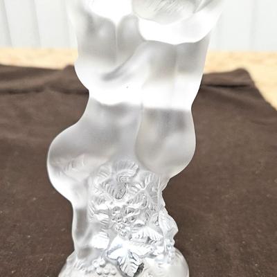 Vintage Signed/Marked "Lalique" Frosted Crystal 'Le Faune Pan & Diana' Dancing Lovers Figurine