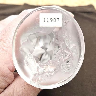 Vintage Signed/Marked "Lalique" Frosted Crystal 'Le Faune Pan & Diana' Dancing Lovers Figurine