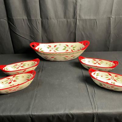 Lot R 454 Set of Five, Temptations Stoneware, Old World Festivefetti