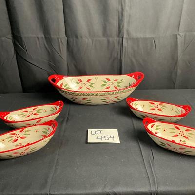 Lot R 454 Set of Five, Temptations Stoneware, Old World Festivefetti