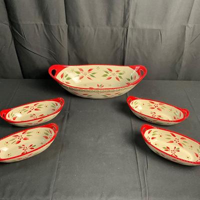 Lot R 454 Set of Five, Temptations Stoneware, Old World Festivefetti