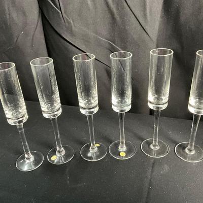 Lot R 456 Floral Painted Wine Glasses / Crystal Champagne Flutes from Hungary / Two Decanters / Two Rose Bud Stoppers / Wine Sets