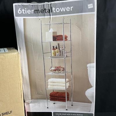 Lot T 478 NIB Six Tier Metal Tower / NIB Five Tier Shelf / Deluxe Hanger Stacker