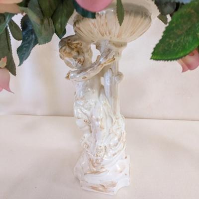Ceramic Cherub Flower Vase With Faux Flowers (LR)
