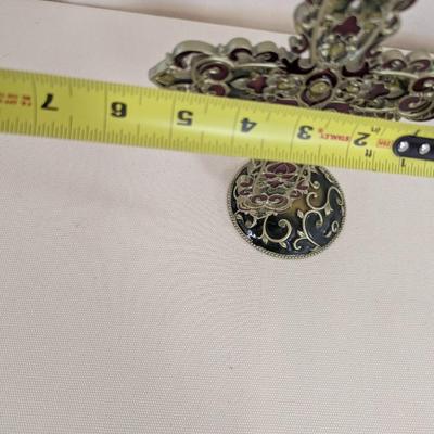 Approx 8 1/2" Tall Collectible Ornamental Cross Cabochon Stones Gold-Tone Stand (LR)