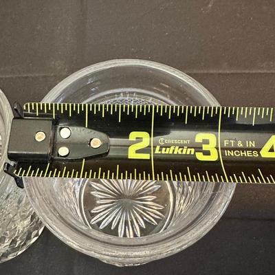 Wood Coffee Grinder and Two Crystal Sugar Glasses